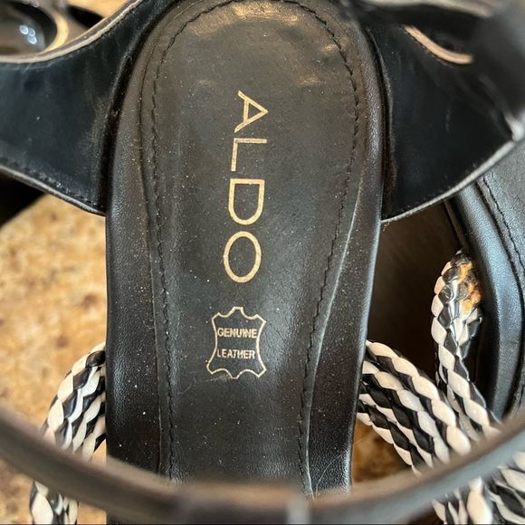 Aldo black and white genuine leather wedge heels size 6.5 - Picture 6 of 6